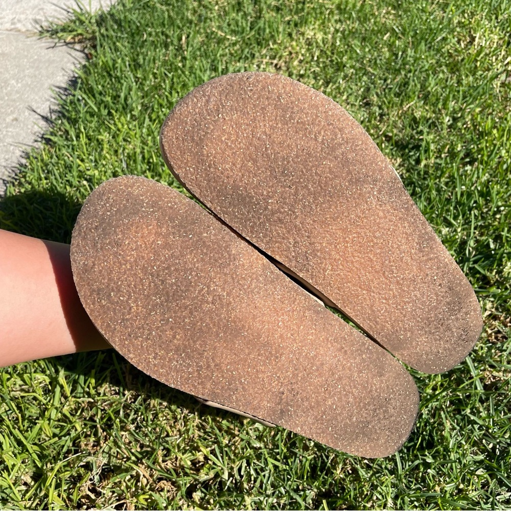 Zara Metal Link Buckle Genuine Leather Clogs Mules Sandals in Tan Size 8 - Picture 12 of 14
